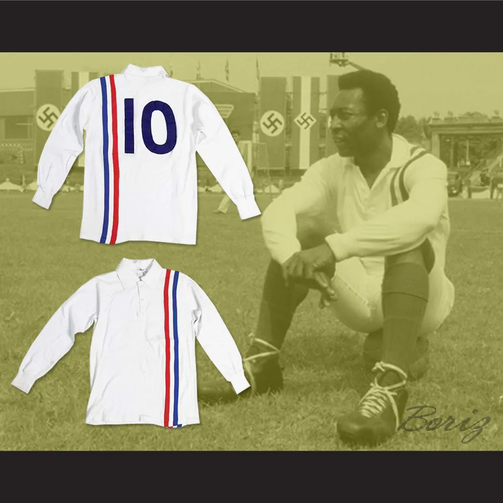 Pele 10 Long Sleeve White Football Soccer Jersey Victory Movie