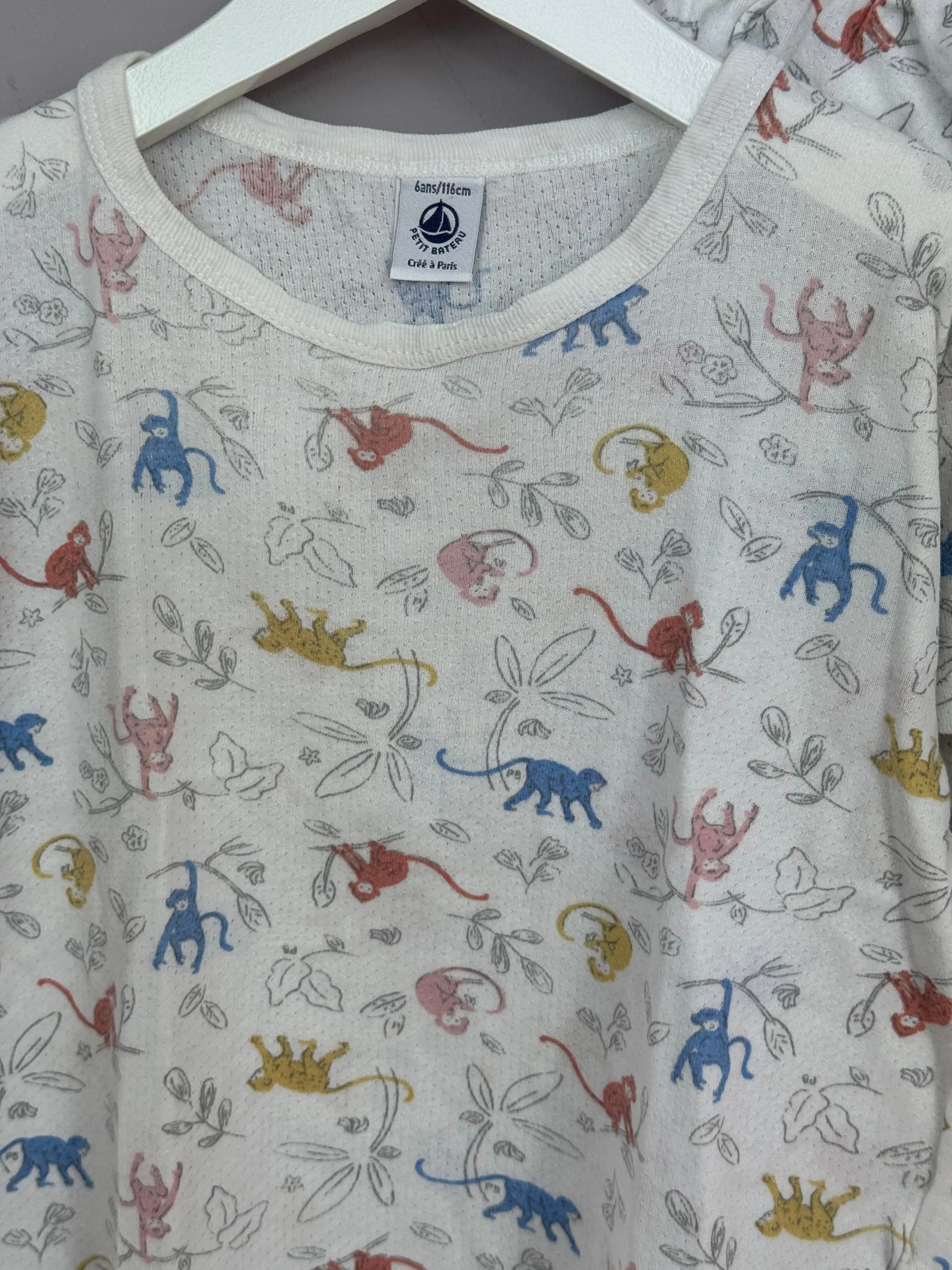 Petit Bateau monkey short pjs 6y
