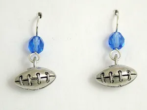 Pewter & sterling silver 3-D Football dangle earrings- team colors, ball, footballs
