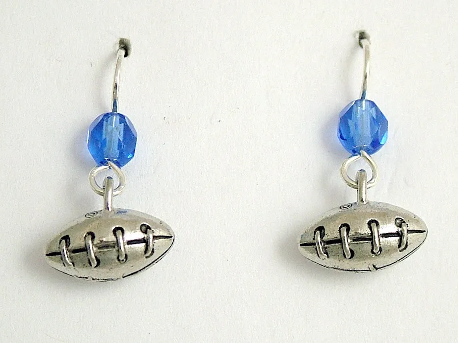 Pewter & sterling silver 3-D Football dangle earrings- team colors, ball, footballs