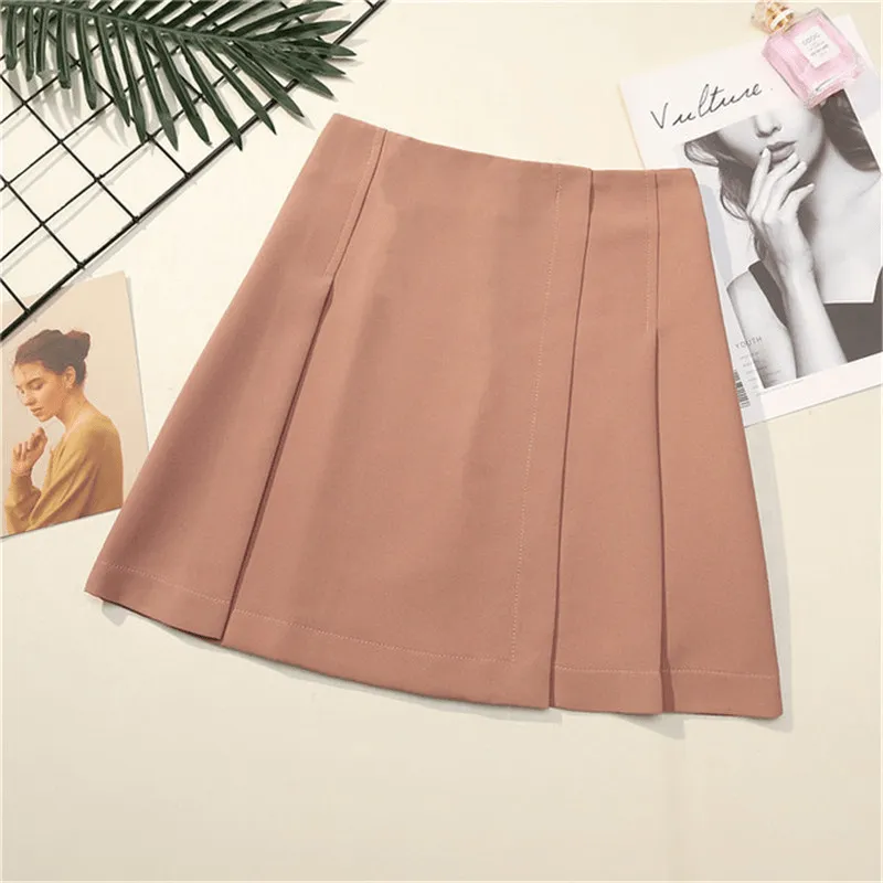 Pleated A-Line Mini Skirt - Flare Style in Cotton/Polyester