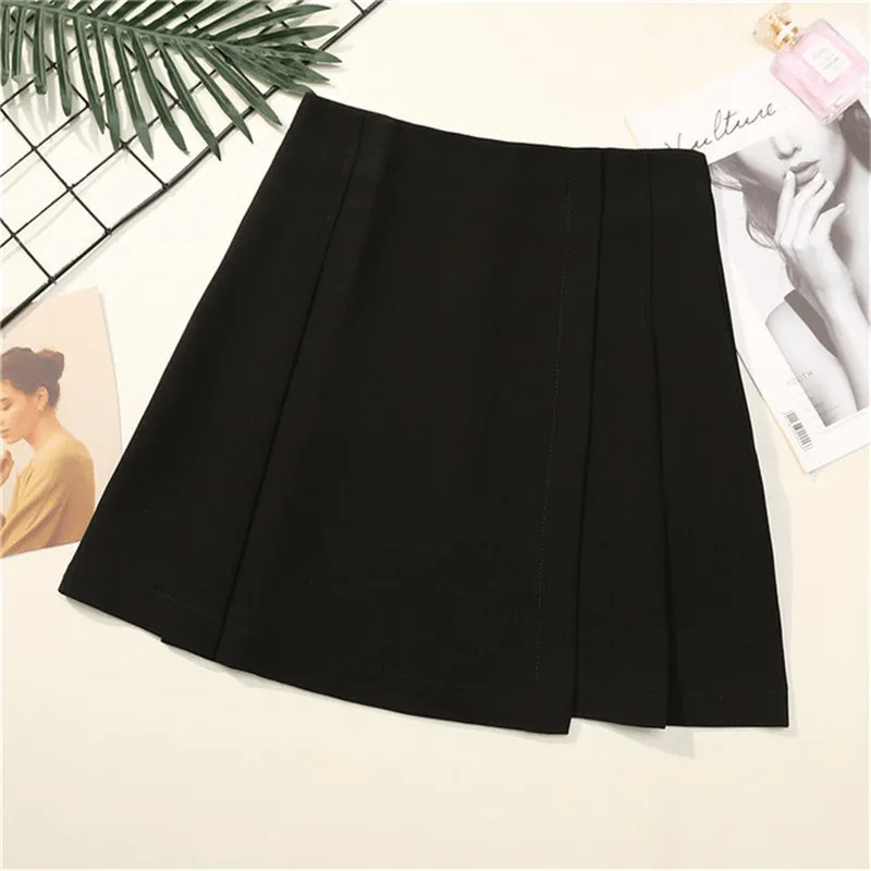 Pleated A-Line Mini Skirt - Flare Style in Cotton/Polyester