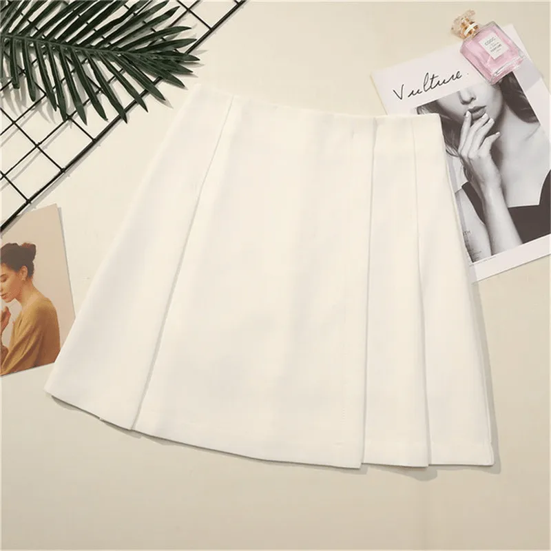 Pleated A-Line Mini Skirt - Flare Style in Cotton/Polyester