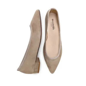 Pointed toe dove gray suede ballet flats