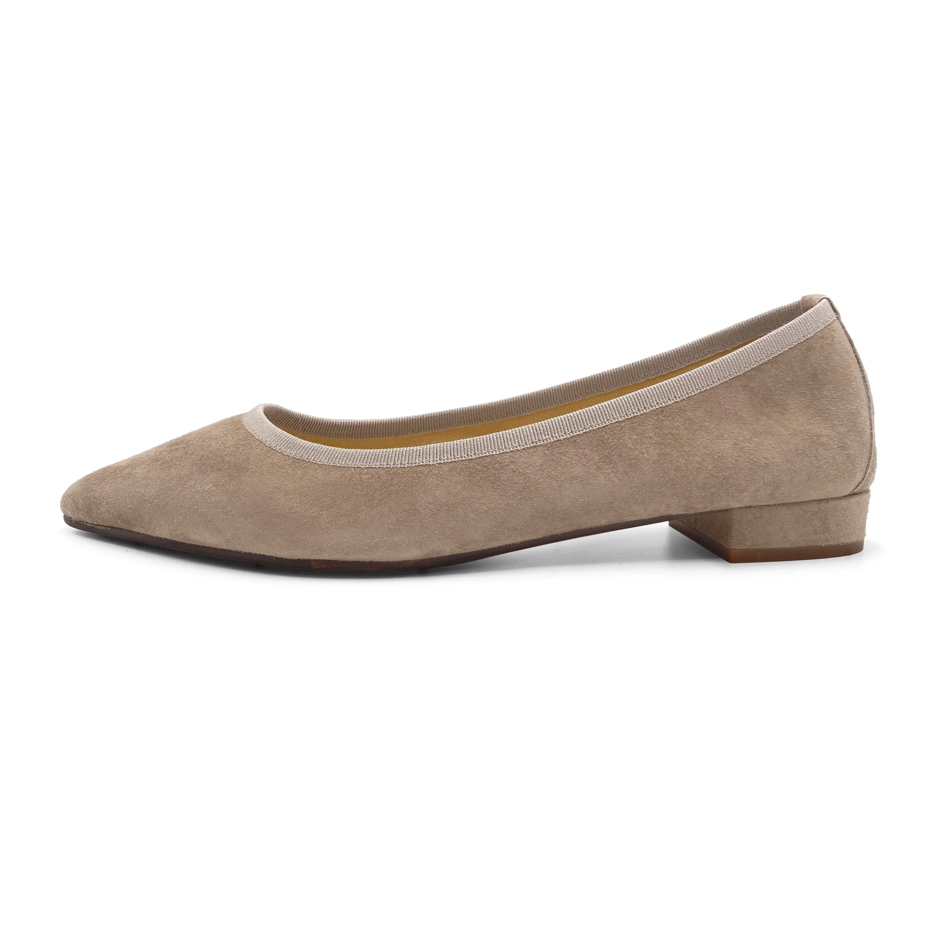 Pointed toe dove gray suede ballet flats