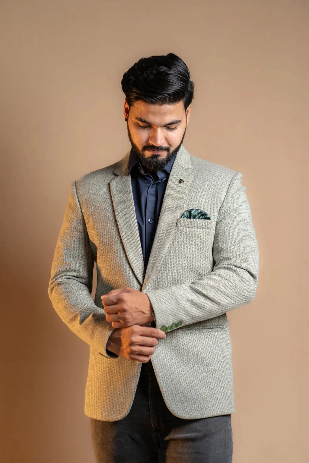 Premium Mint Green with Maze-patterned Blazer