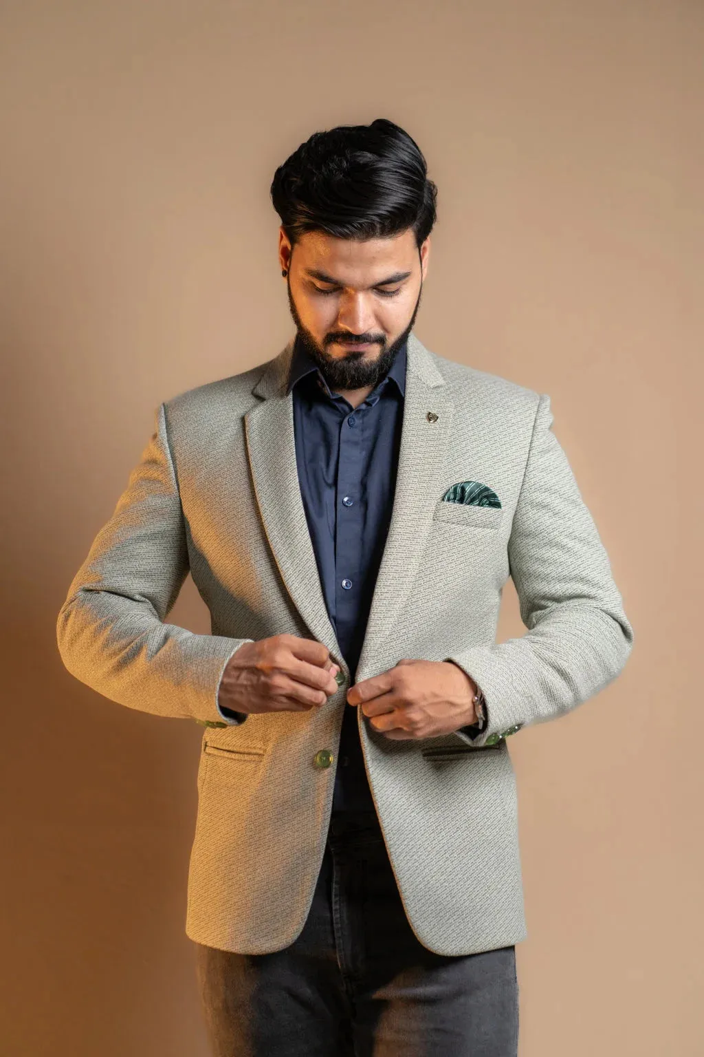 Premium Mint Green with Maze-patterned Blazer