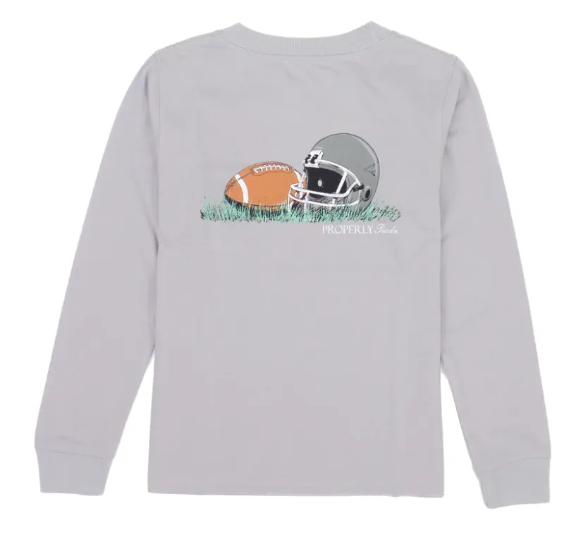 Properly Tied Men's Football Long Sleeve Tee - Ice Grey