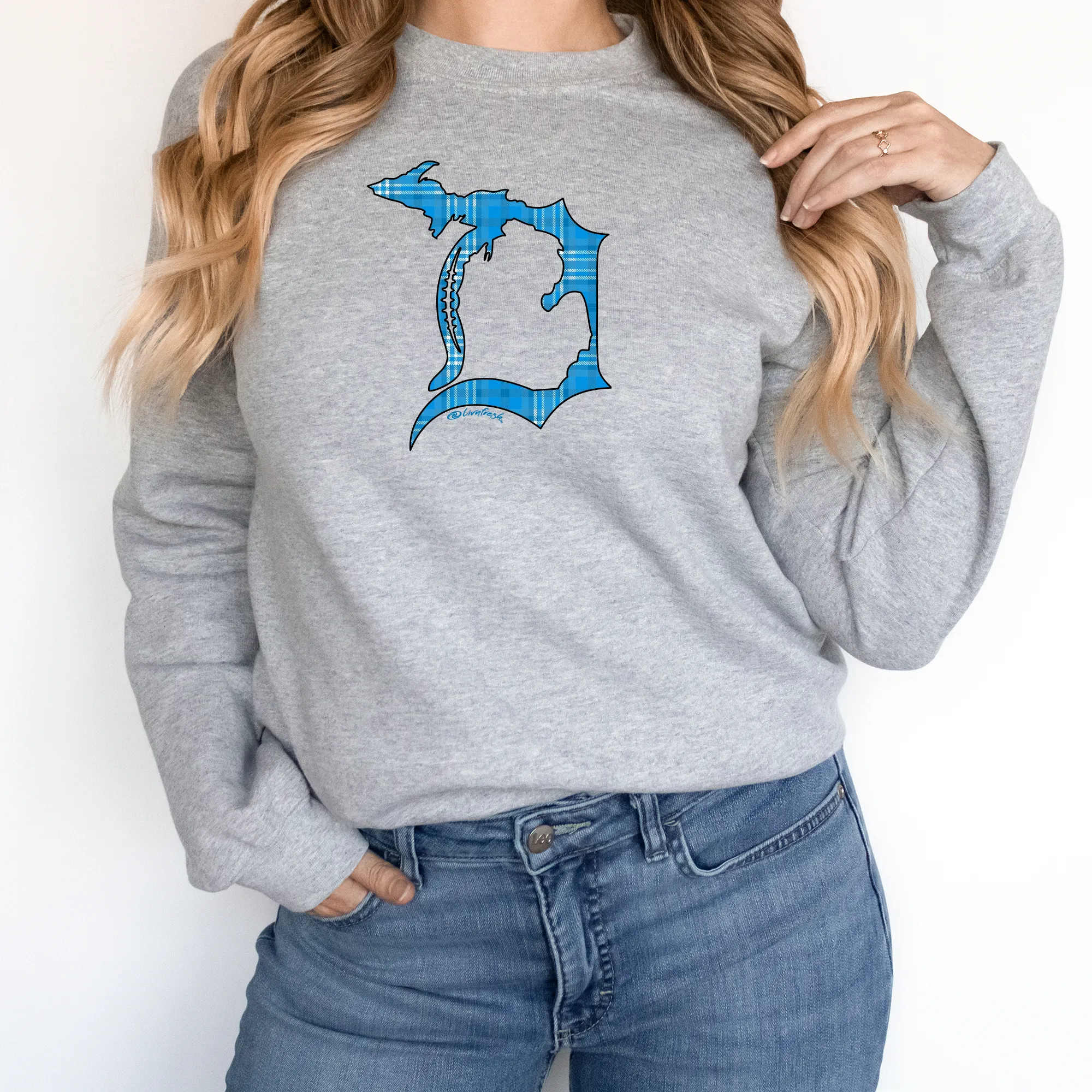 "Plaid Football In The D" Relaxed Fit Long Sleeve Unisex T-Shirt