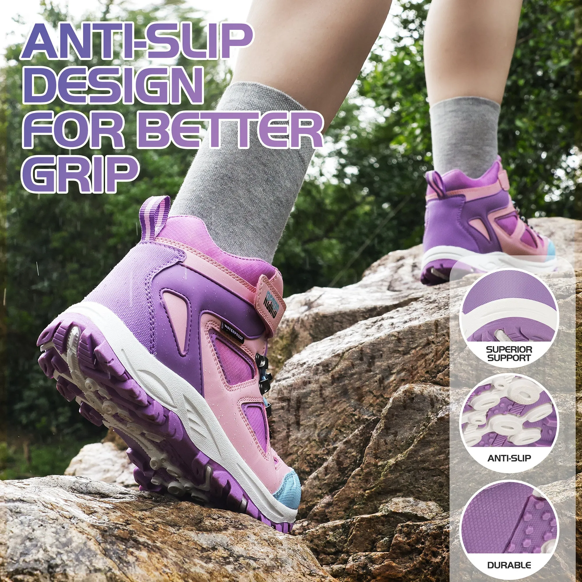 R CORD Kids Hiking Boots Girls Hiking Boots