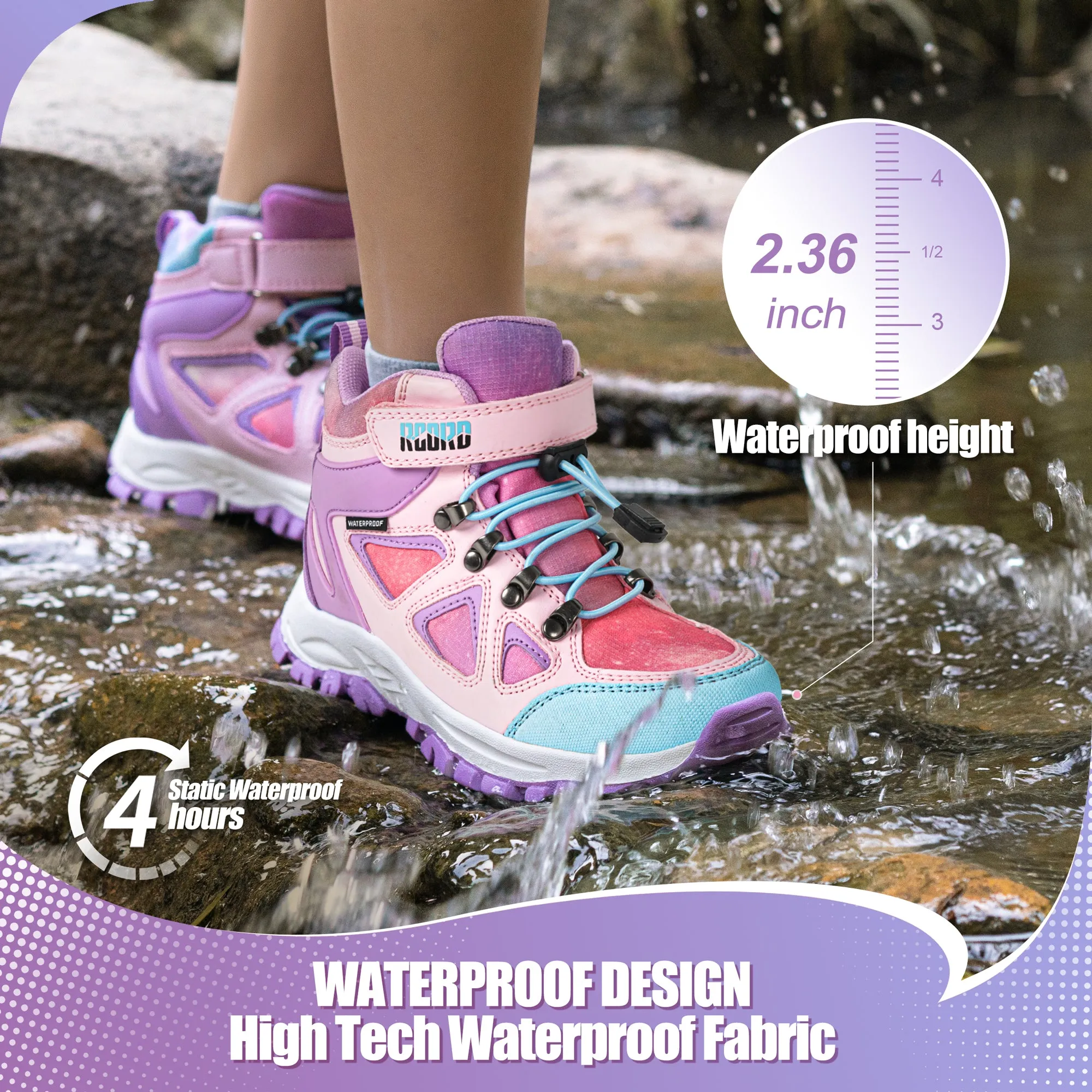 R CORD Kids Hiking Boots Girls Hiking Boots