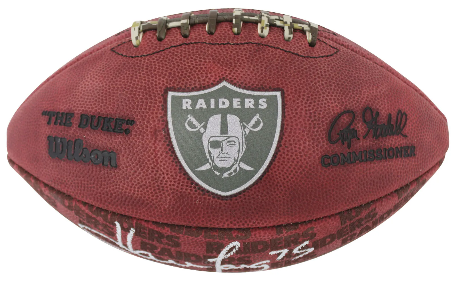 Raiders Howie Long "HOF 00" Signed "The Duke" Team Showcase Nfl Football BAS Wit