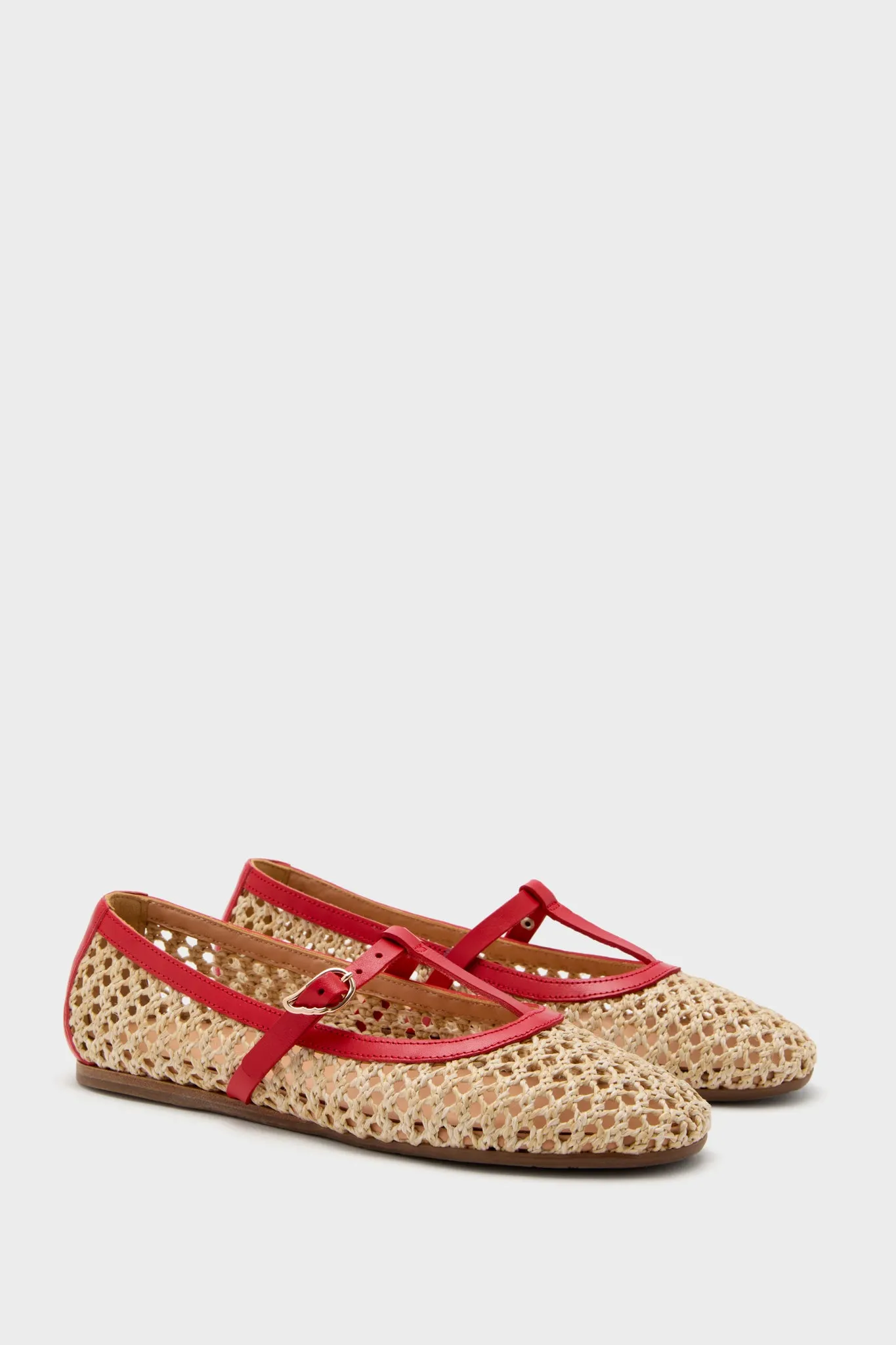 Red and Natural Aerati Woven Flats