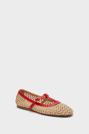 Red and Natural Aerati Woven Flats