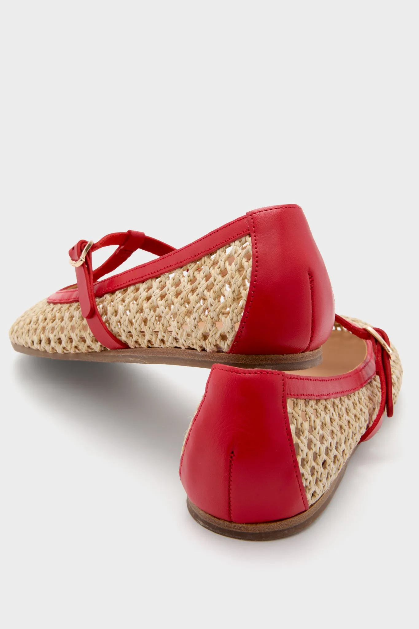 Red and Natural Aerati Woven Flats