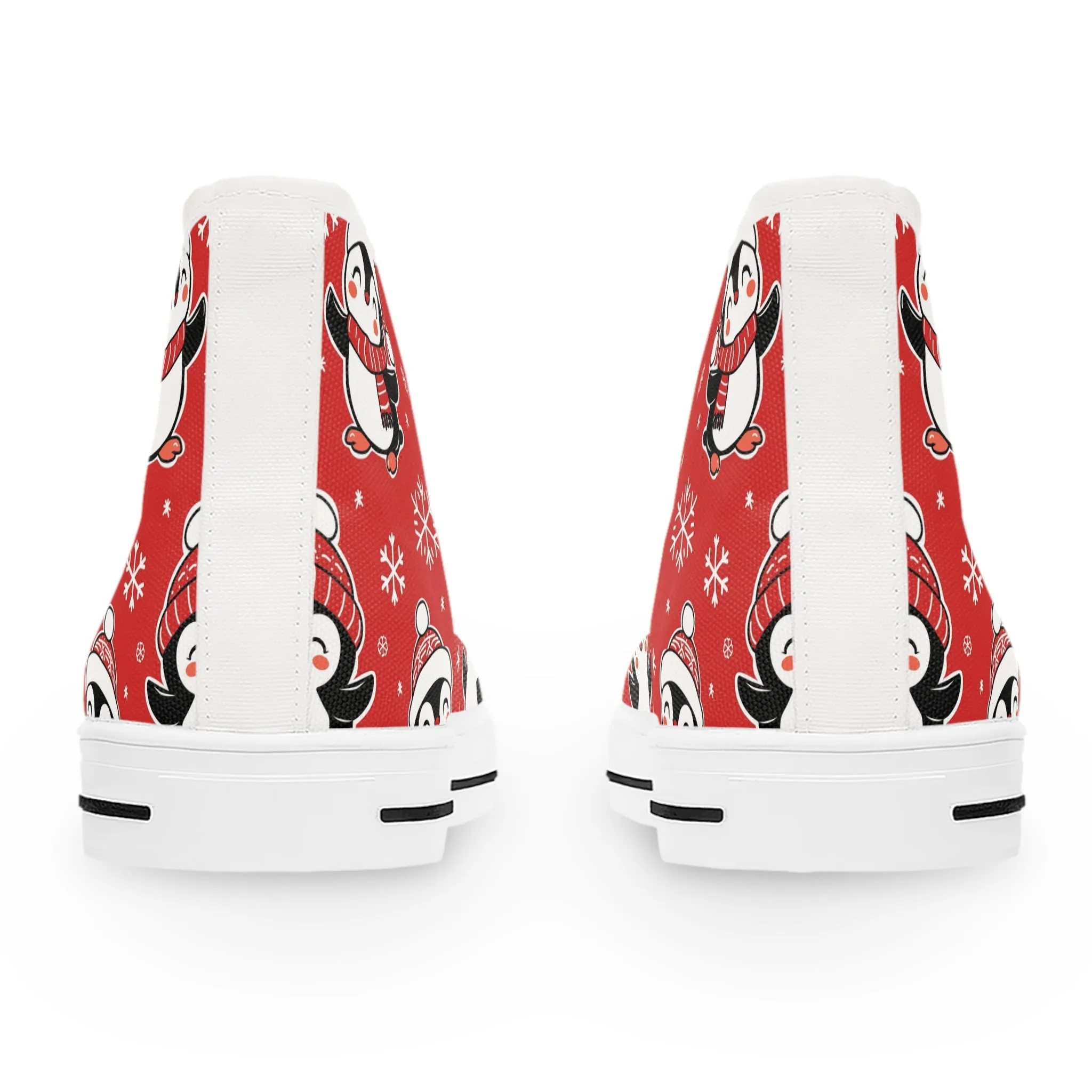 Red Penguin and Presents Women's High Top Sneakers