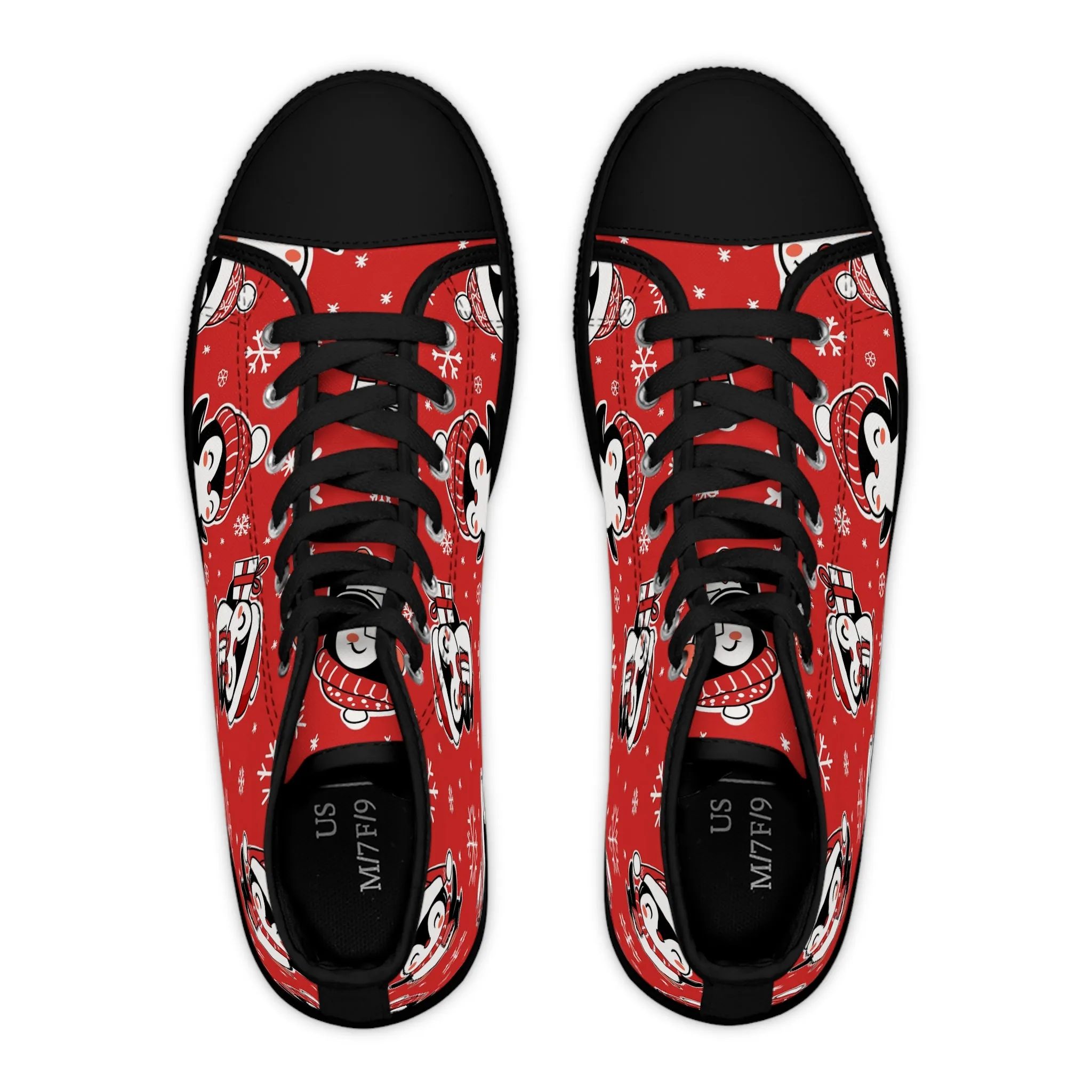 Red Penguin and Presents Women's High Top Sneakers