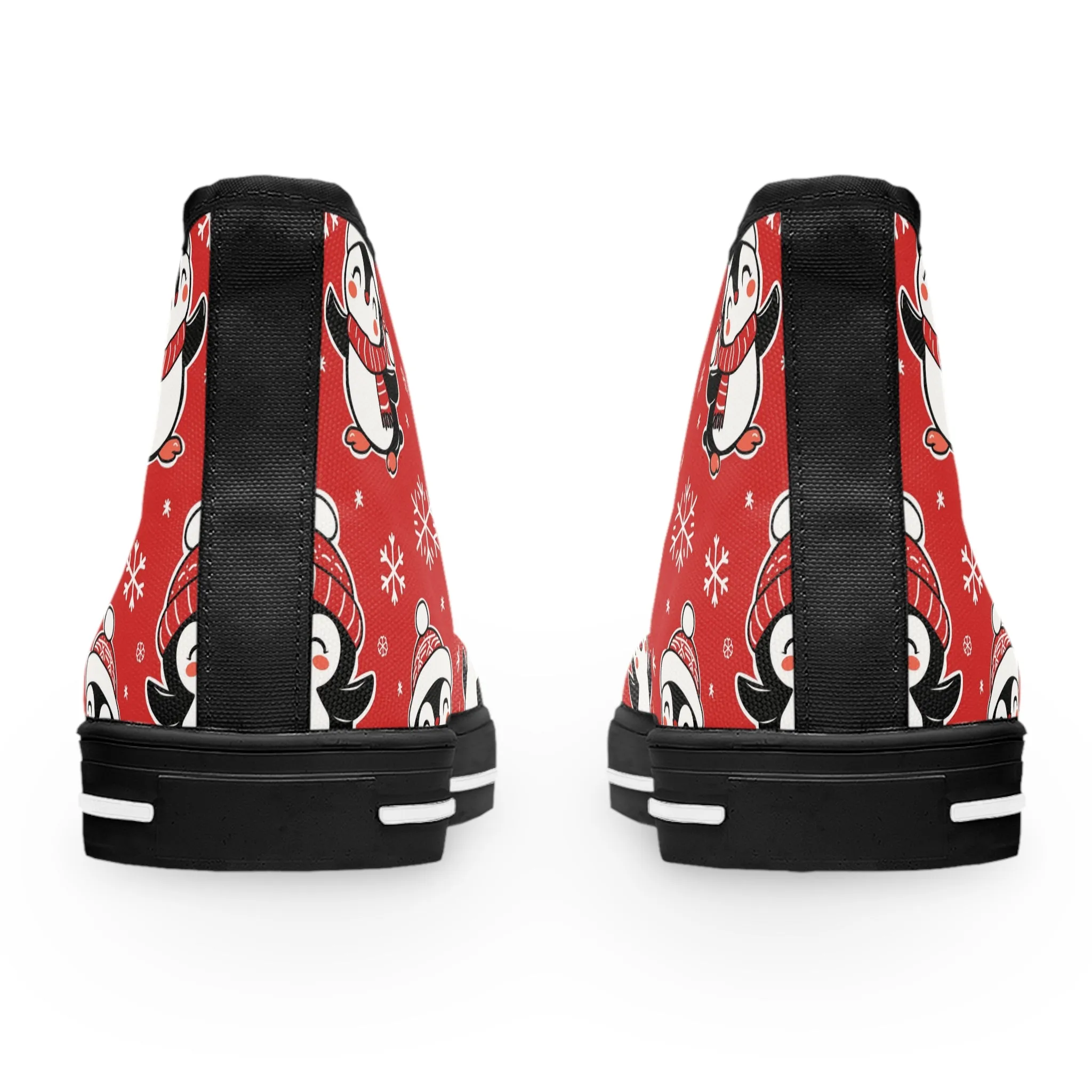 Red Penguin and Presents Women's High Top Sneakers