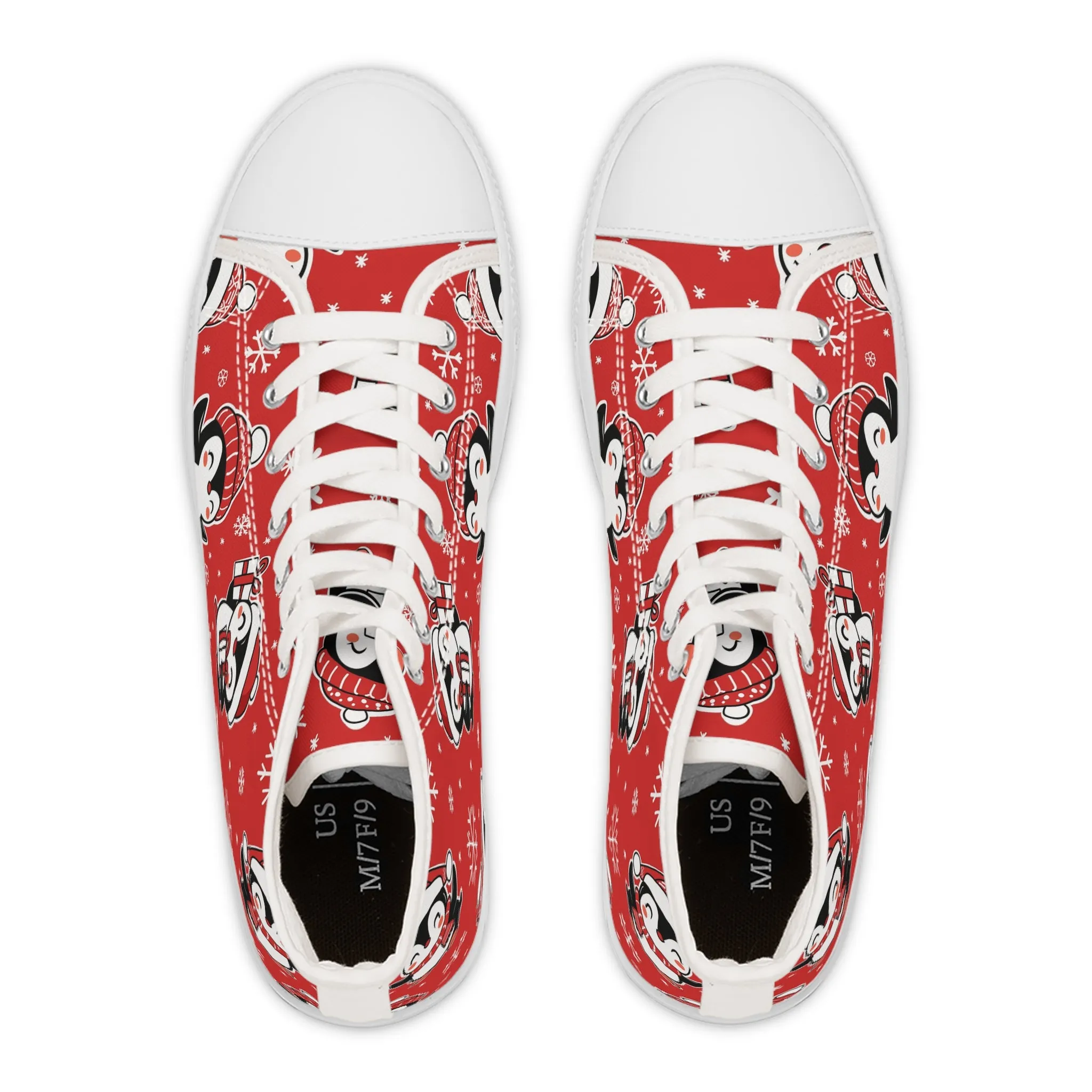 Red Penguin and Presents Women's High Top Sneakers