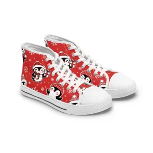 Red Penguin and Presents Women's High Top Sneakers