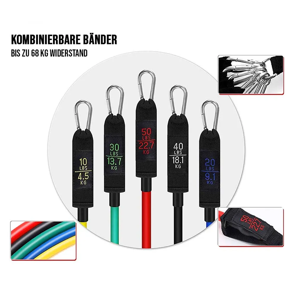 Resistance Band Set 11-teilig (bis 68 kg Widerstand)