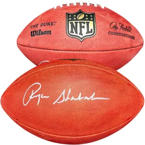 ROGER STAUBACH AUTOGRAPHED THE DUKE LEATHER FOOTBALL COWBOYS BECKETT 212674