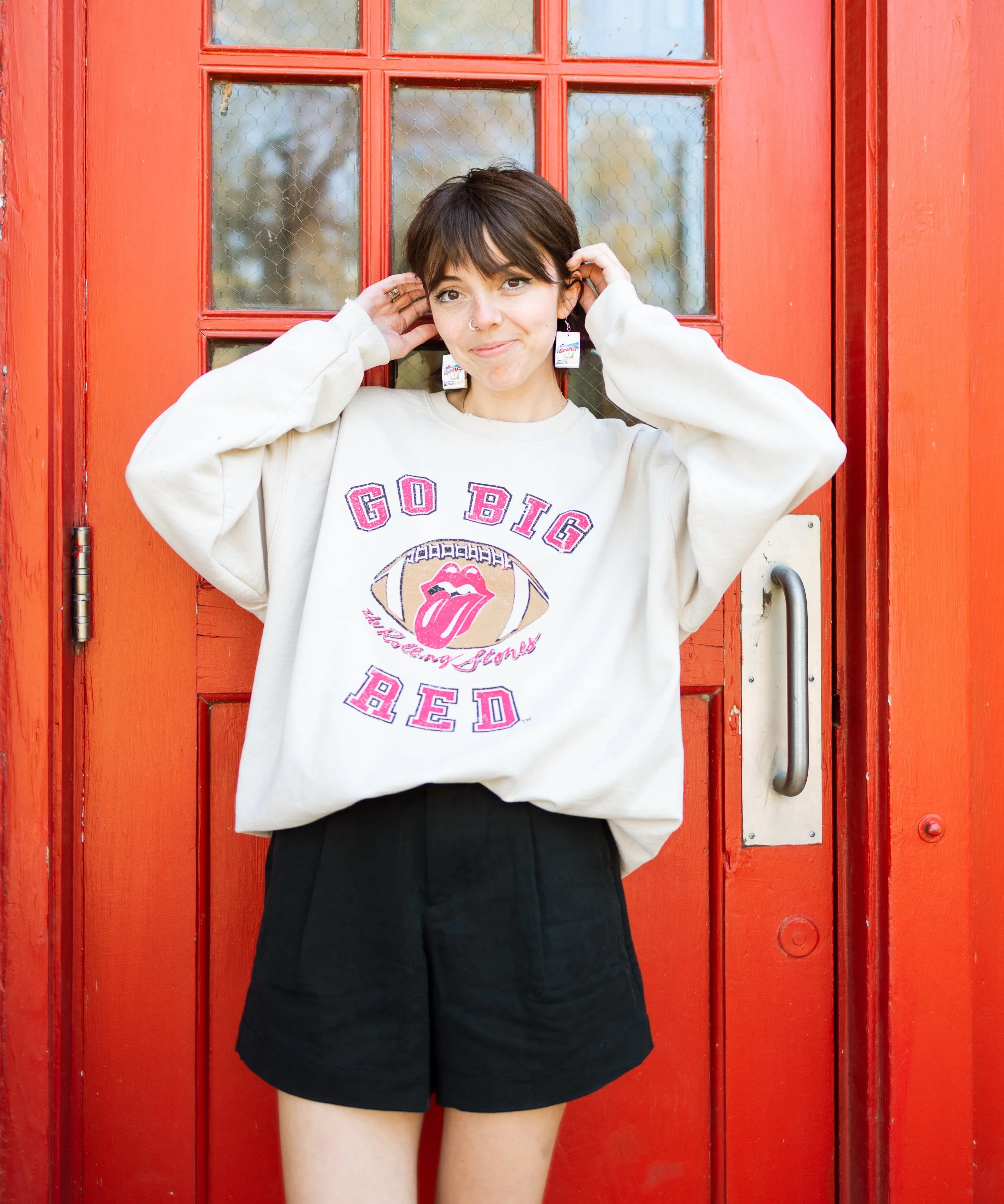 Rolling Stones Huskers Football Lick Sand Thrifted Sweatshirt