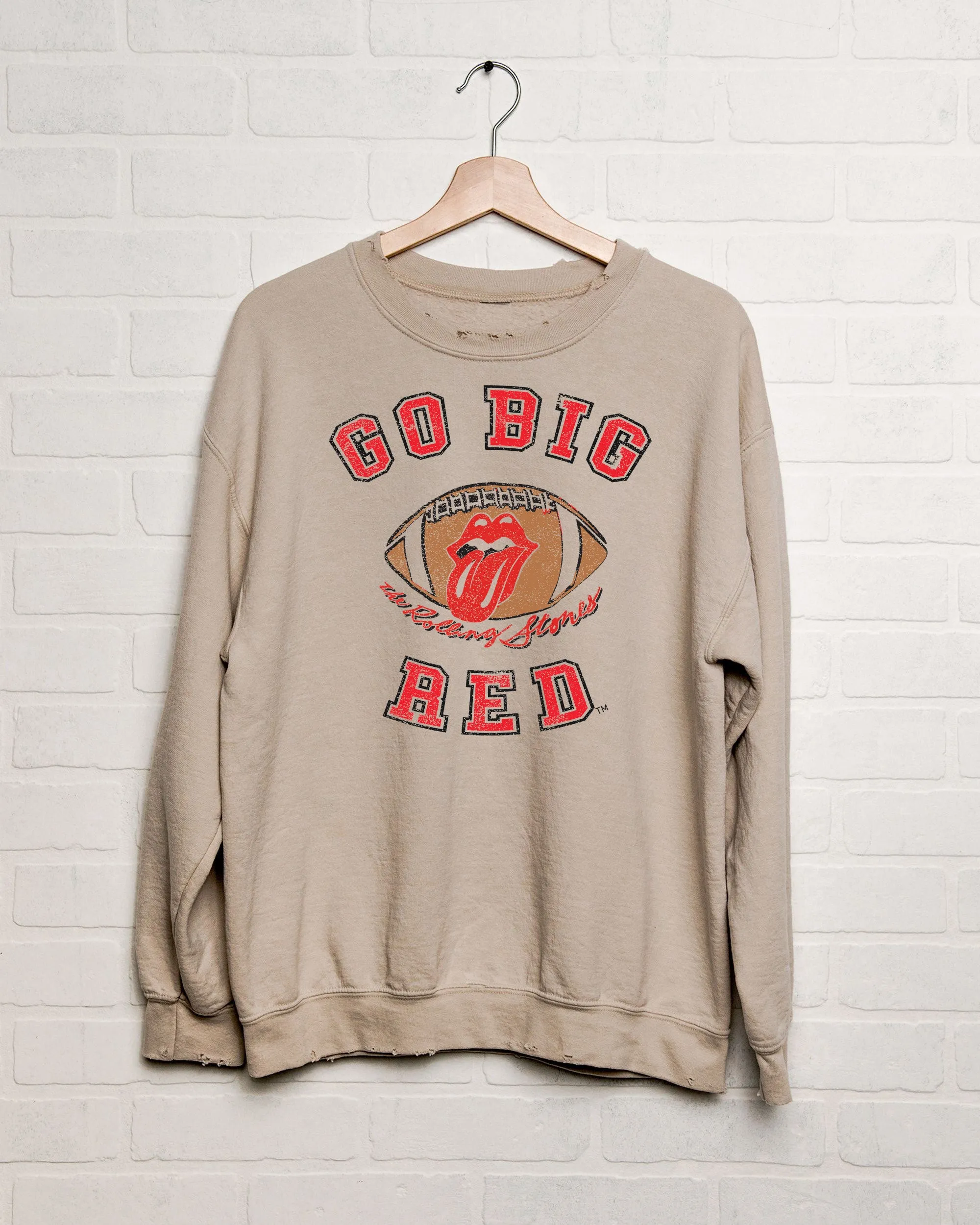 Rolling Stones Huskers Football Lick Sand Thrifted Sweatshirt