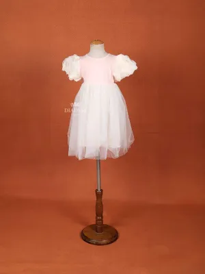 Sandal and Light Pink Net Gown with Puff Sleeves