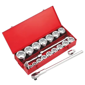 Sealey Socket Set 22pc 1"Sq Drive 6pt WallDrive® Metric