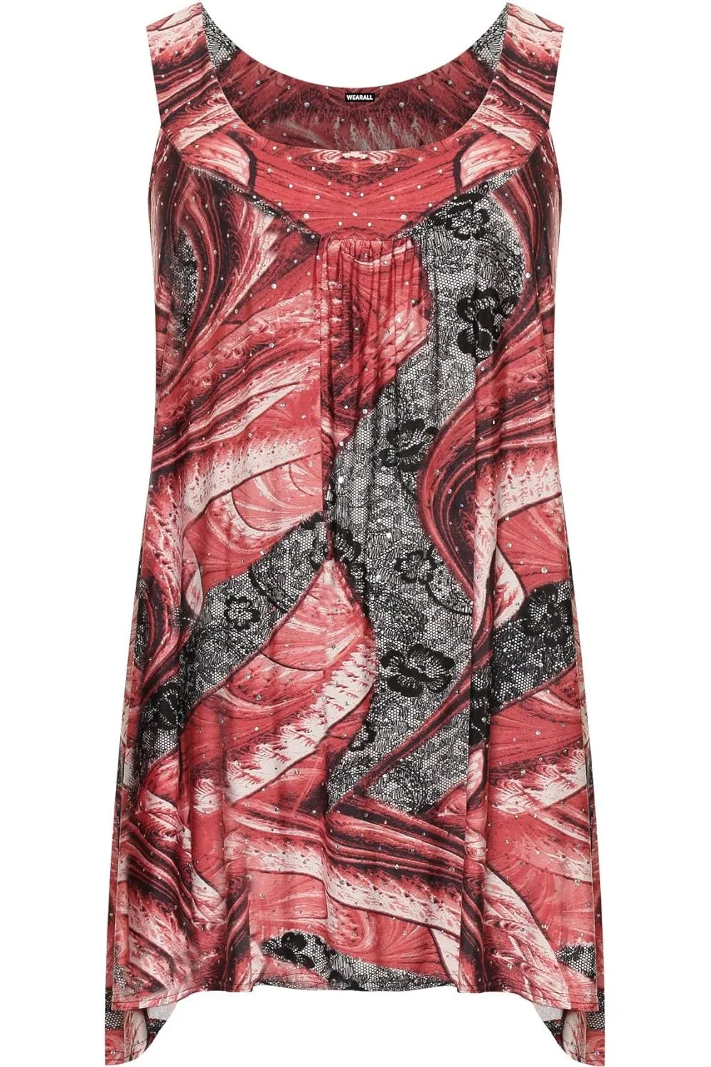 Sequin Print Long Swing Vest Top