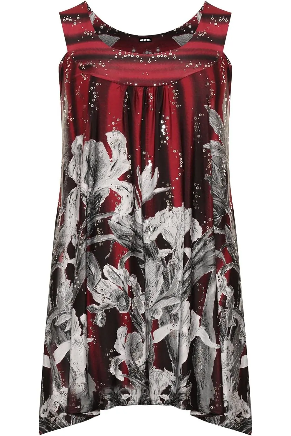 Sequin Print Long Swing Vest Top