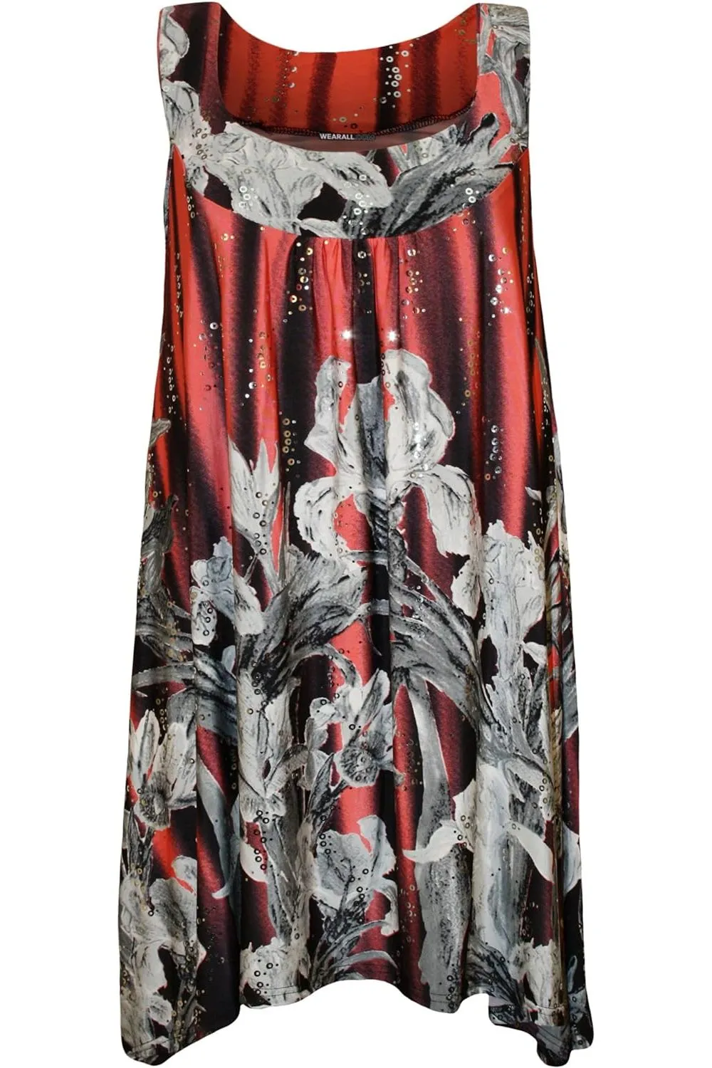 Sequin Print Long Swing Vest Top