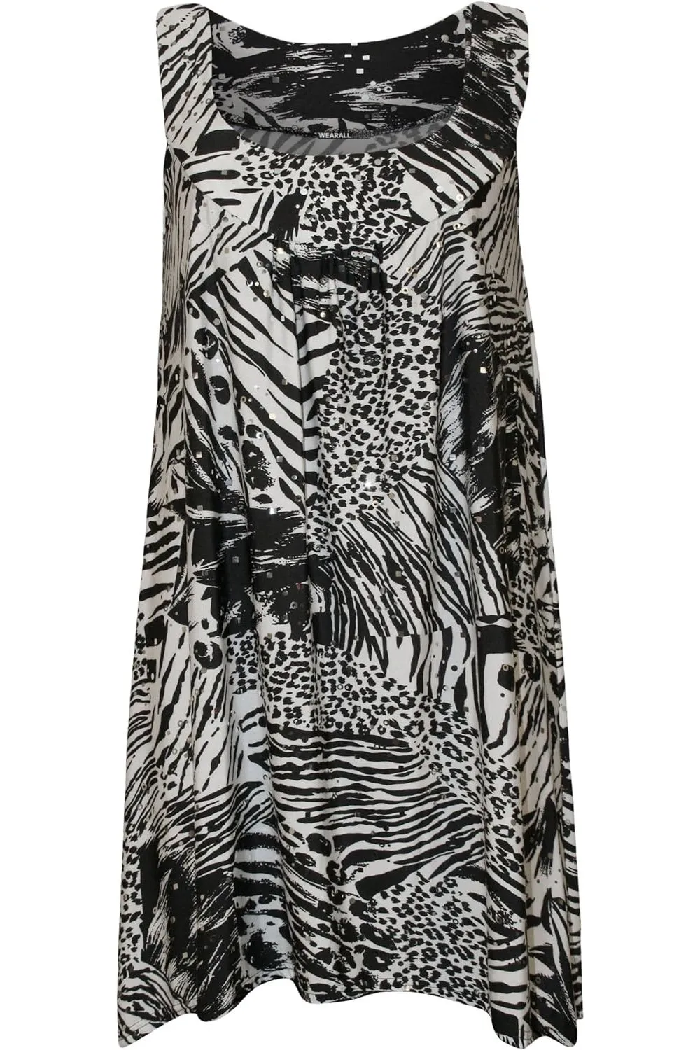 Sequin Print Long Swing Vest Top