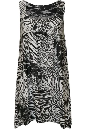 Sequin Print Long Swing Vest Top