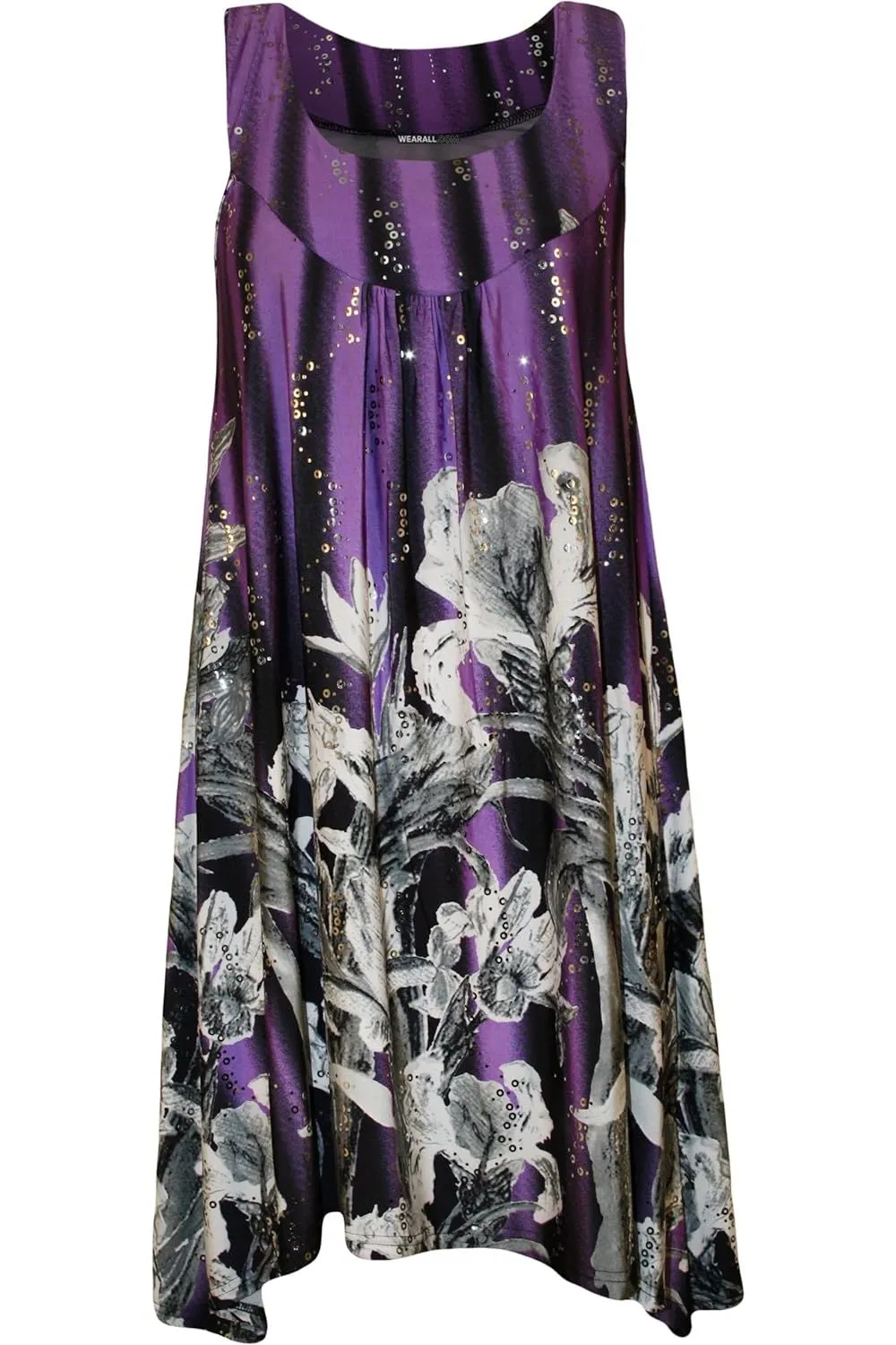 Sequin Print Long Swing Vest Top