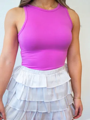 Shimmery White Ruffled Short Skirt