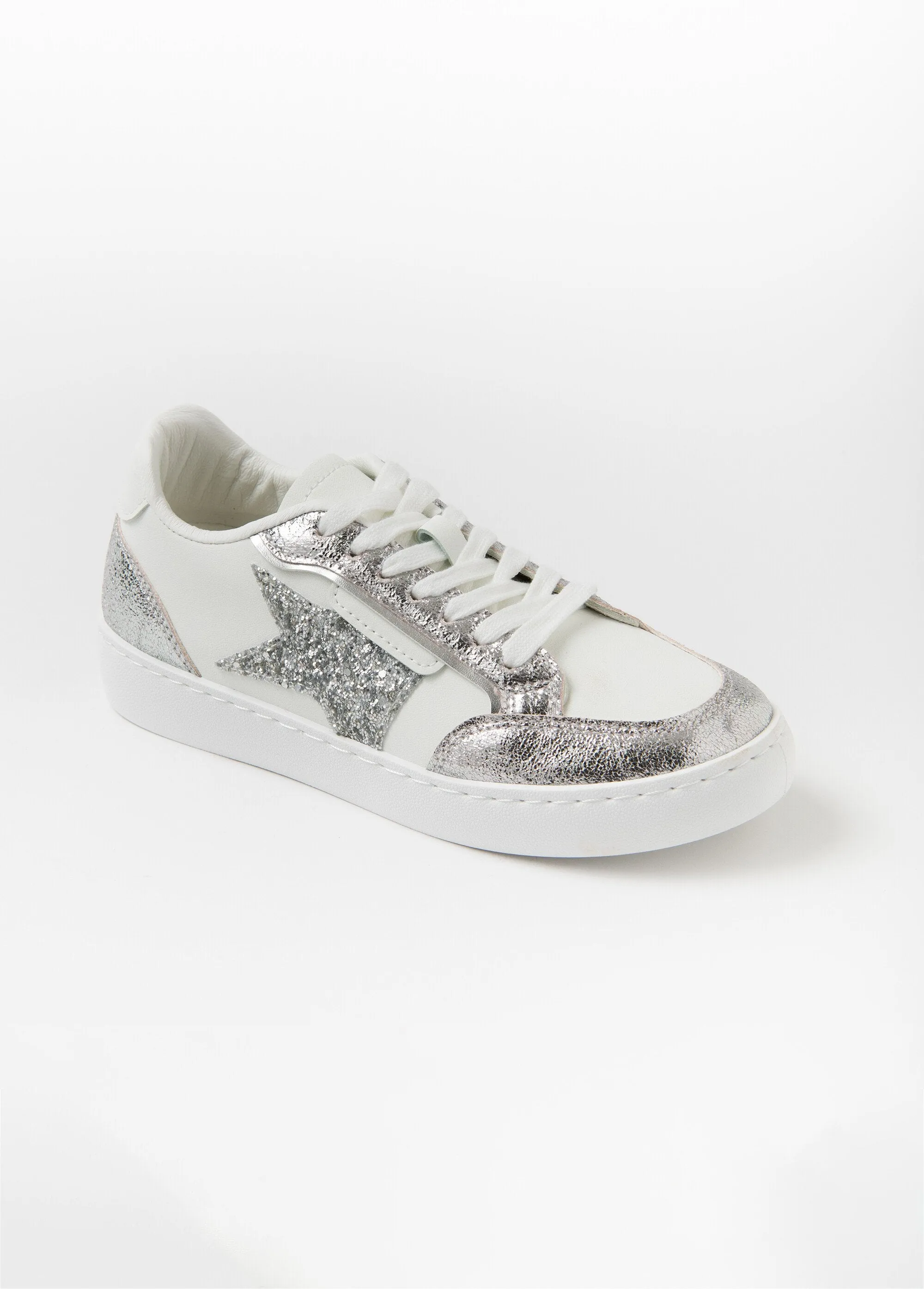 Silver/white sneakers with star detail