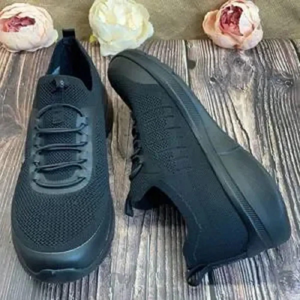 Skechers Black Memory Foam Mesh Knit Bungee Lace Athletic Sneaker 12