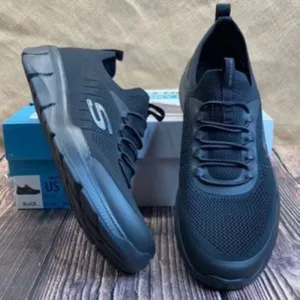 Skechers Black Memory Foam Mesh Knit Bungee Lace Athletic Sneaker 8