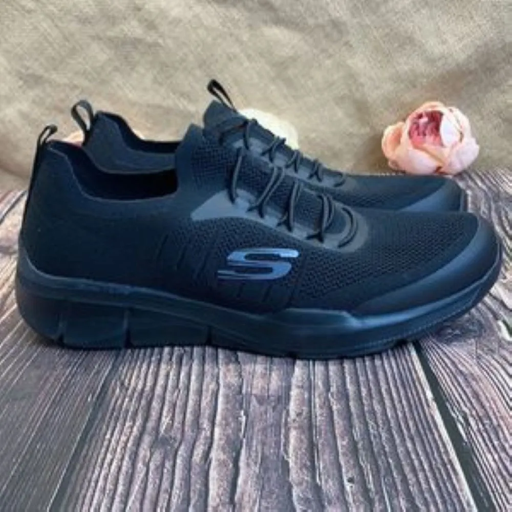 Skechers Black Memory Foam Mesh Knit Bungee Lace Athletic Sneaker 8