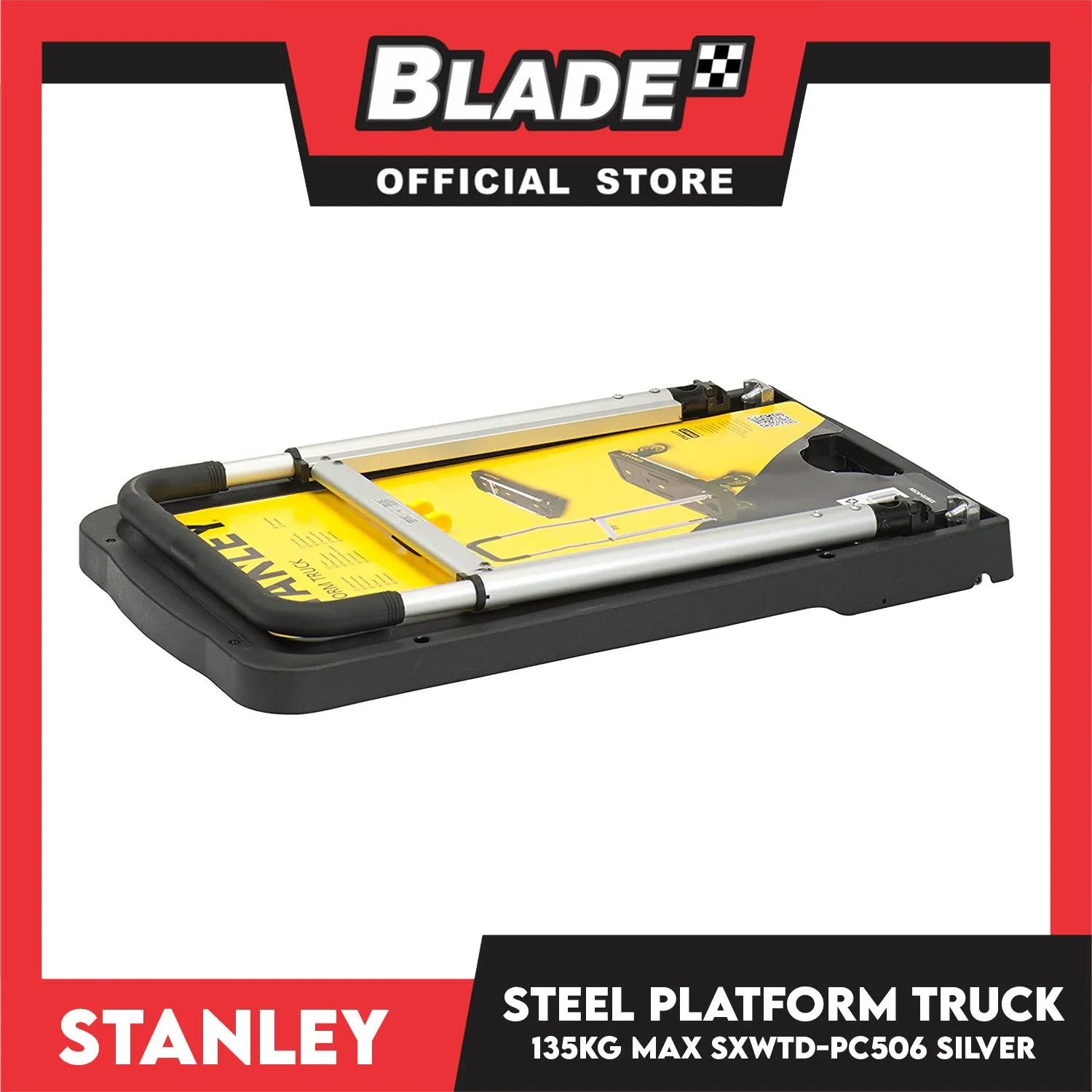 Stanley Aluminum Platform Truck PC-506 (135g) Folding Trolley, Push Cart, Caddy, Hand Truck for Warehouse, Distribution, Home and Office Use (Silver)