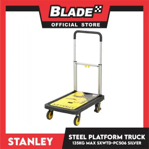 Stanley Aluminum Platform Truck PC-506 (135g) Folding Trolley, Push Cart, Caddy, Hand Truck for Warehouse, Distribution, Home and Office Use (Silver)