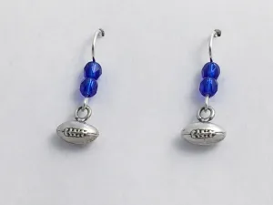 Sterling Silver tiny football dangle earrings- footballs, team colors, sports