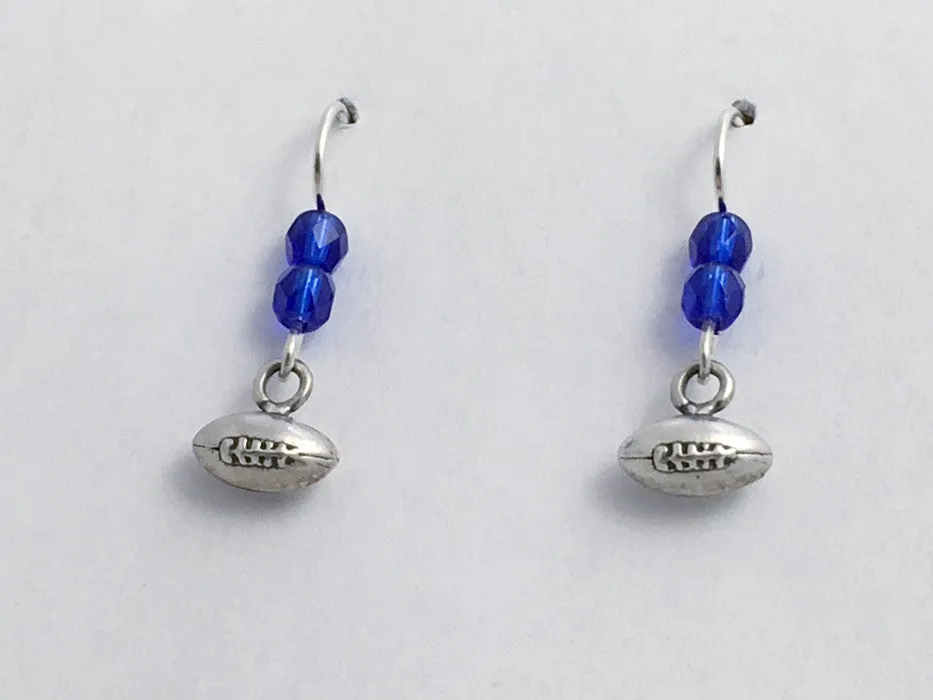 Sterling Silver tiny football dangle earrings- footballs, team colors, sports