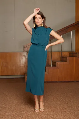 TESSA blue kimono sleeves midi dress