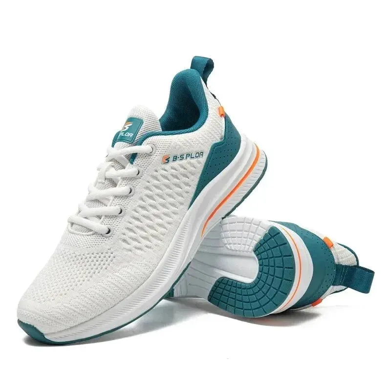 Thijs - Frisse Witte Heren Sneakers met Turquoise Accenten