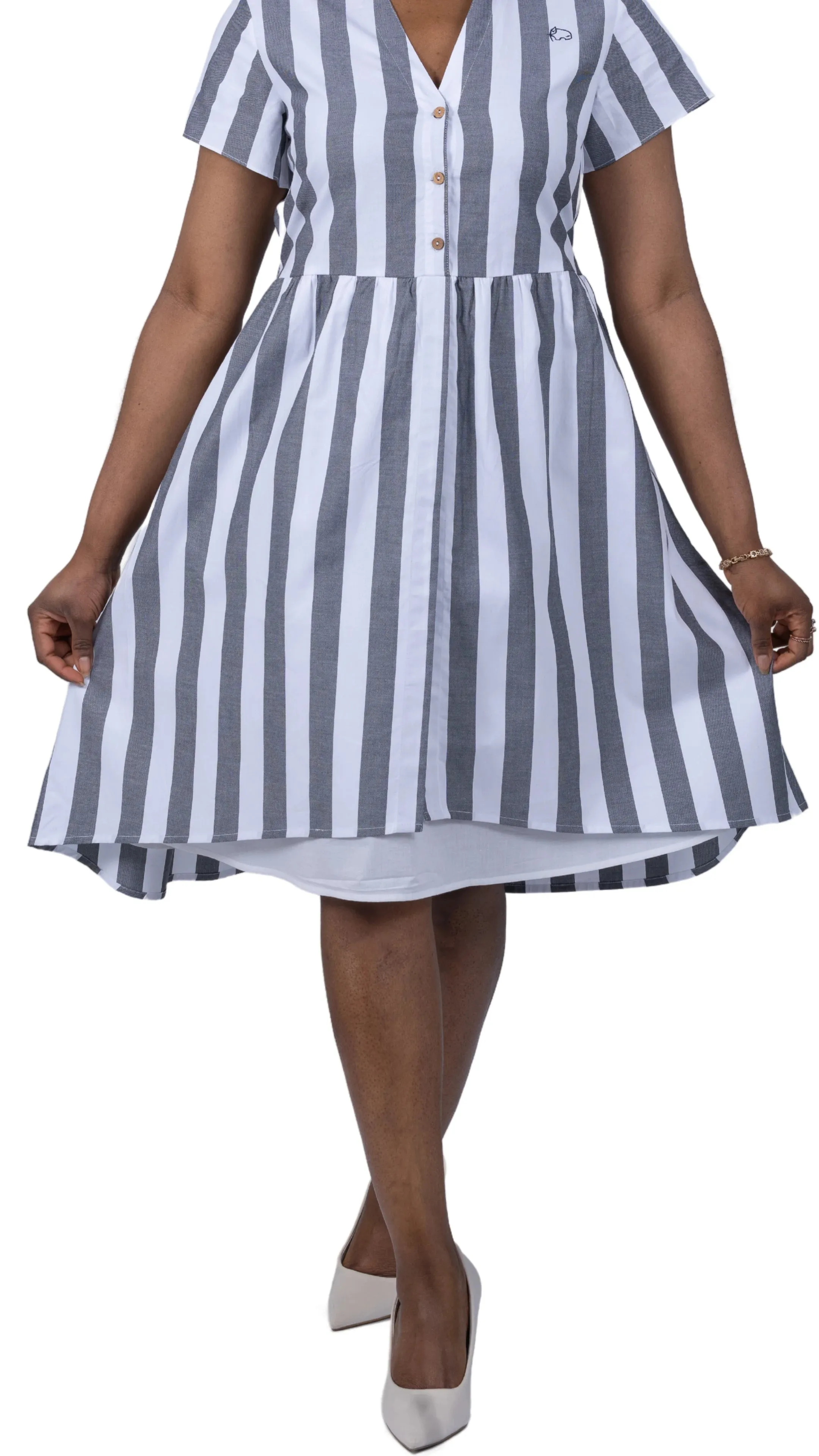 Timeless Elegance Redefined: Timeless Striped Elegance Slit Dress