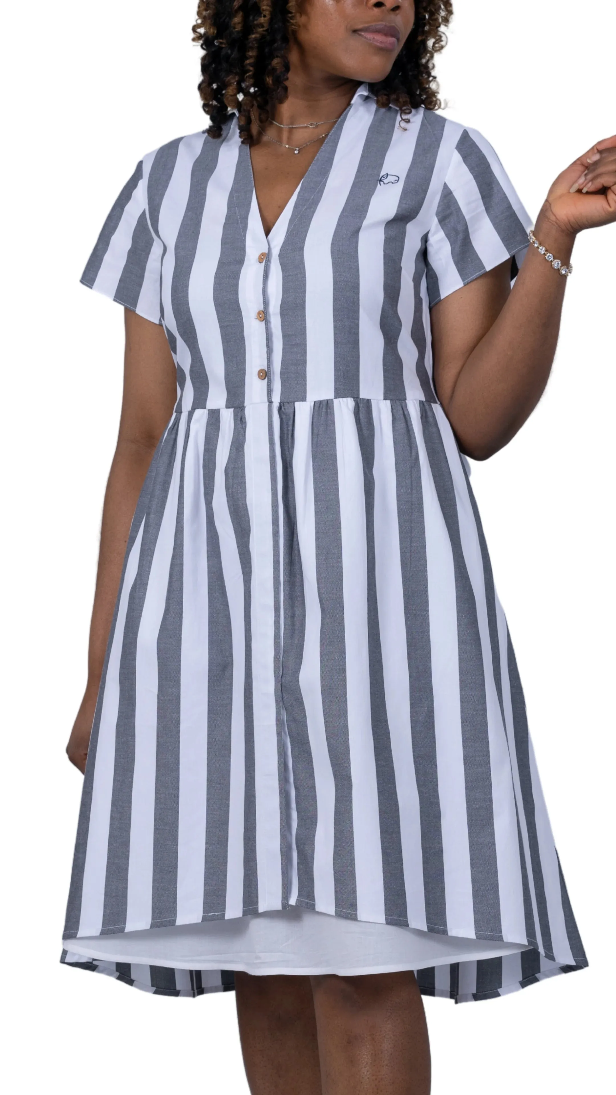Timeless Elegance Redefined: Timeless Striped Elegance Slit Dress
