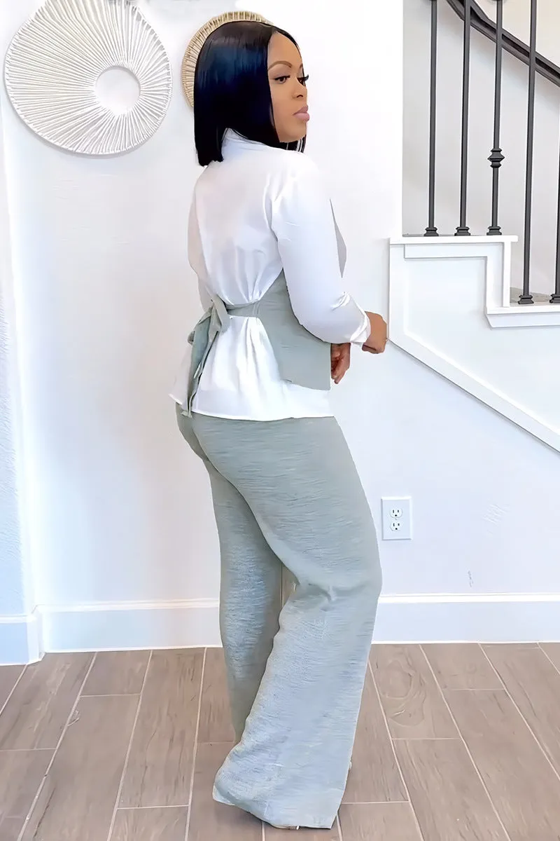 Trendy Fake Two-Piece Patchwork Shirt Vest and Pants Set for Effortless Style